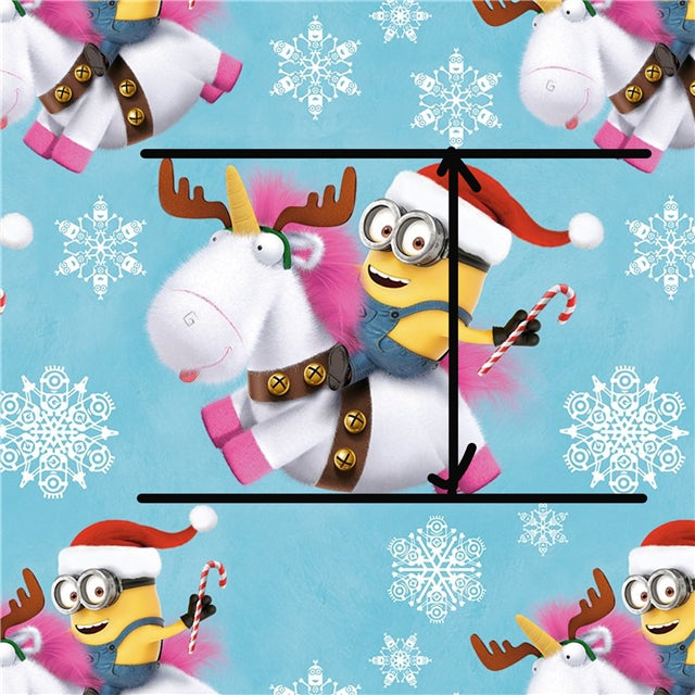 Minions Christmas Textured Liverpool/ Bullet Fabric with a textured feel FeeFiFauxLeather
