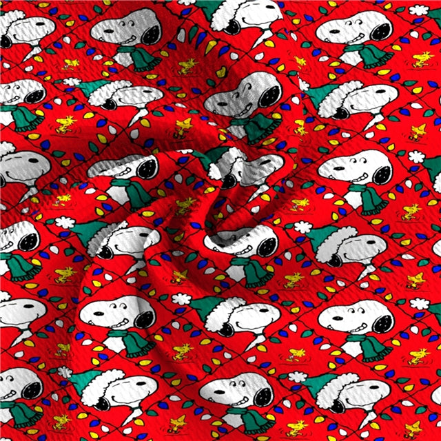 Snoopy Christmas Textured Liverpool/ Bullet Fabric FeeFiFauxLeather