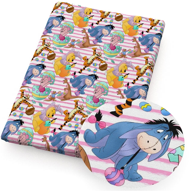 Winnie the Pooh and Friends Easter Print Bullet Textured Liverpool Fabric FeeFiFauxLeather