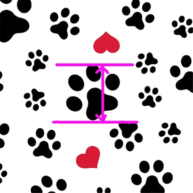 Dog Paw Prints with Hearts Printed Smooth Faux Leather Sheet FeeFiFauxLeather