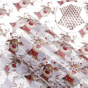 Reindeer Printed See Through, Clear, Transparent Sheet FeeFiFauxLeather