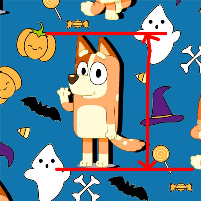 Blue Dog Halloween Textured Liverpool/ Bullet Fabric FeeFiFauxLeather