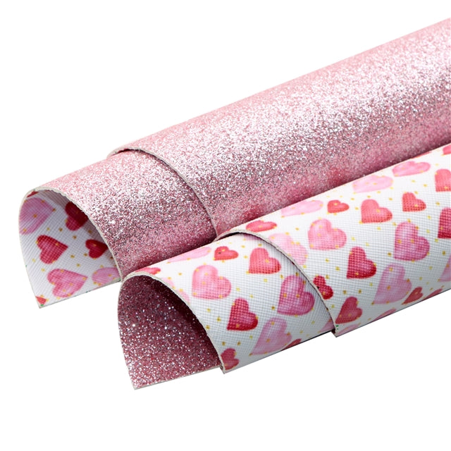 Heart Printed Double Sided Printed Faux Leather Sheet bright colors FeeFiFauxLeather