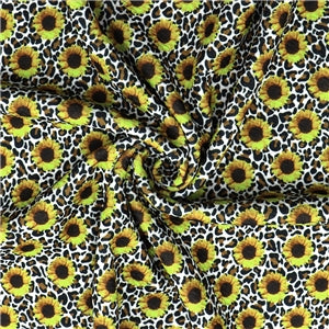 Sunflowers on Leopard Print Bullet Textured Liverpool Fabric