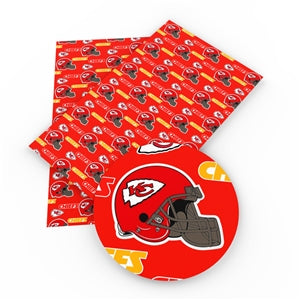49ers Football Litchi Printed Faux Leather Sheet Litchi has a