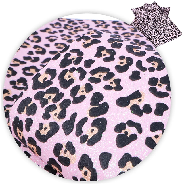 Pink Leopard Printed Fine Glitter Sheet