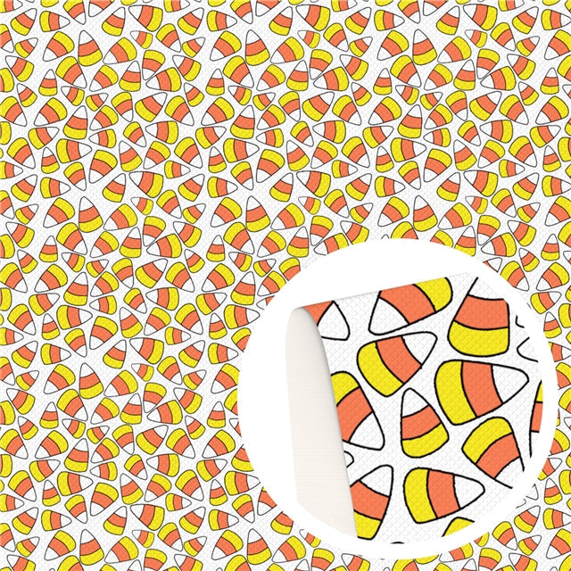 Candy Corn Halloween Textured Liverpool/ Bullet Fabric with a textured feel FeeFiFauxLeather