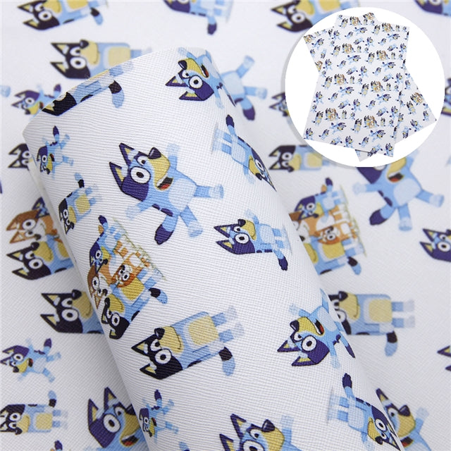 Blue Dog Textured Liverpool/ Bullet Fabric FeeFiFauxLeather