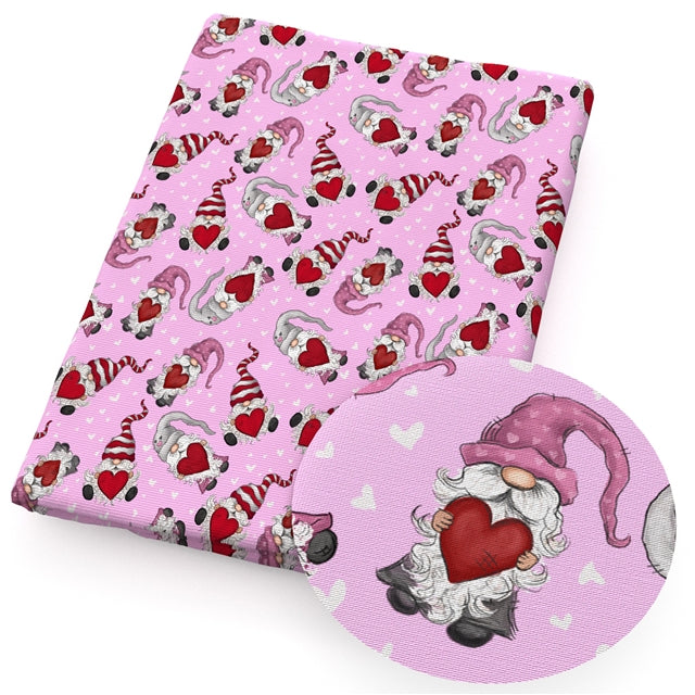 Valentine Gnomes HeartsTextured Liverpool/ Bullet Fabric FeeFiFauxLeather