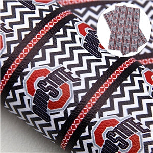 Ohio State Football Sports Litchi Printed Faux Leather Sheet FeeFiFauxLeather