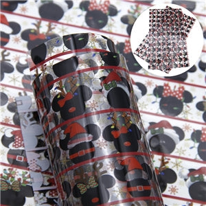 Mouse Christmas Printed See Through,Clear, Transparent Sheet FeeFiFauxLeather