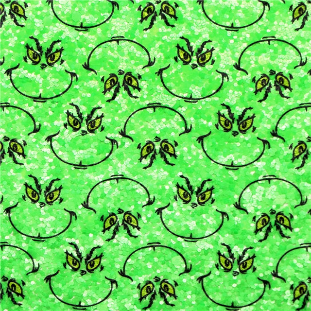 The Grinch Chunky Glitter Printed Faux Leather Sheet FeeFiFauxLeather