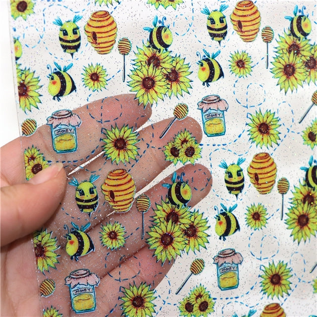 Bees and Hives Printed See Through Sheet  Clear Transparent Sheet FeeFiFauxLeather