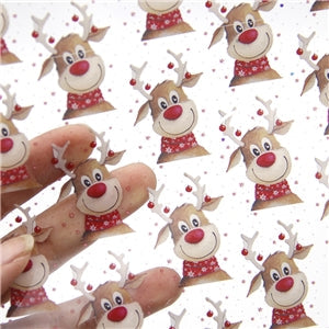 Reindeer Printed See Through, Clear, Transparent Sheet FeeFiFauxLeather