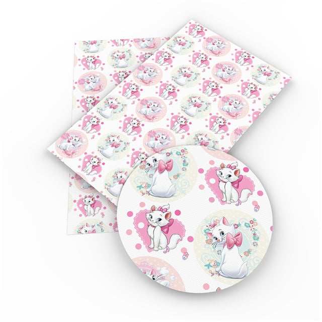 Marie Aristocat Kitten Cat Smooth Printed Faux Leather Sheet FeeFiFauxLeather