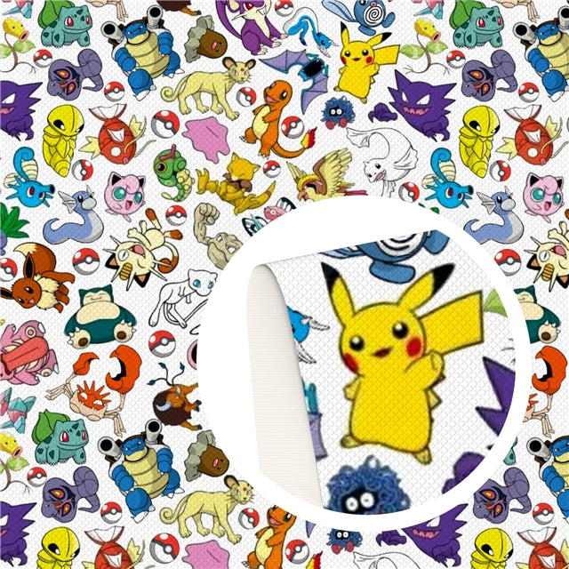 Pokemon  Printed Smooth Faux Leather Sheet FeeFiFauxLeather