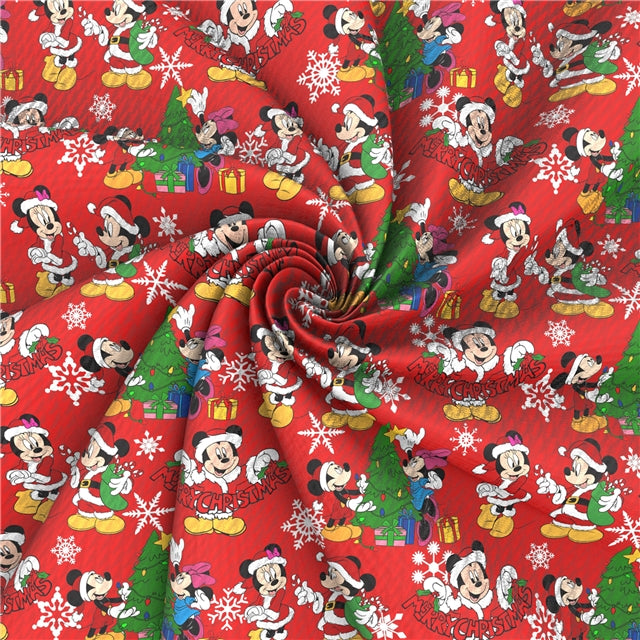 Mouse Christmas Bullet Textured Liverpool Fabric FeeFiFauxLeather