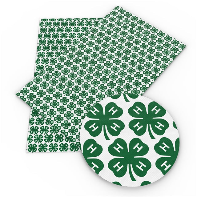 4-H Clover Smooth  Printed Faux Leather Sheet FeeFiFauxLeather