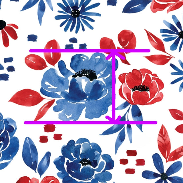 Red, White and Blue Flowers Textured Liverpool/ Bullet Fabric FeeFiFauxLeather