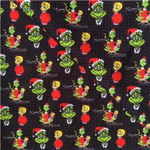 The Grinch Christmas Print Bullet Textured Liverpool Fabric FeeFiFauxLeather
