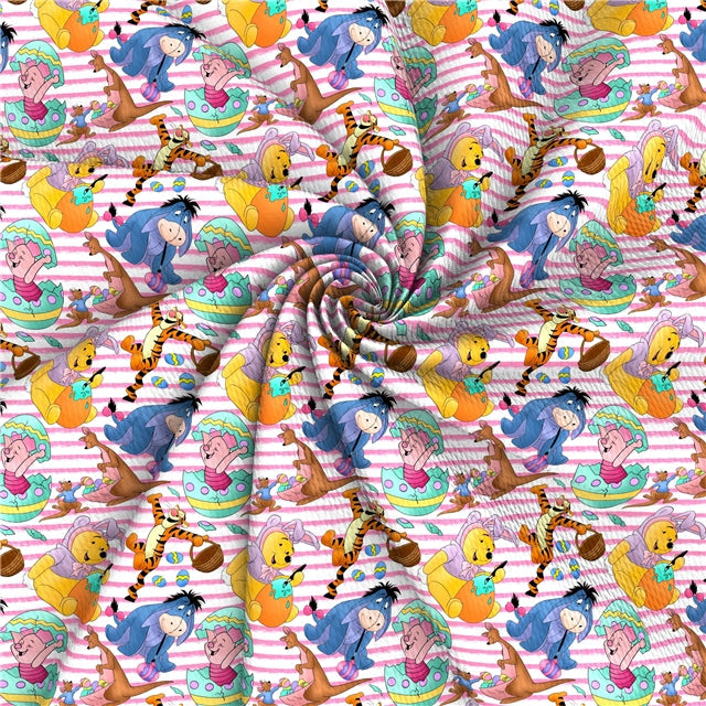Winnie the Pooh and Friends Easter Print Bullet Textured Liverpool Fabric FeeFiFauxLeather