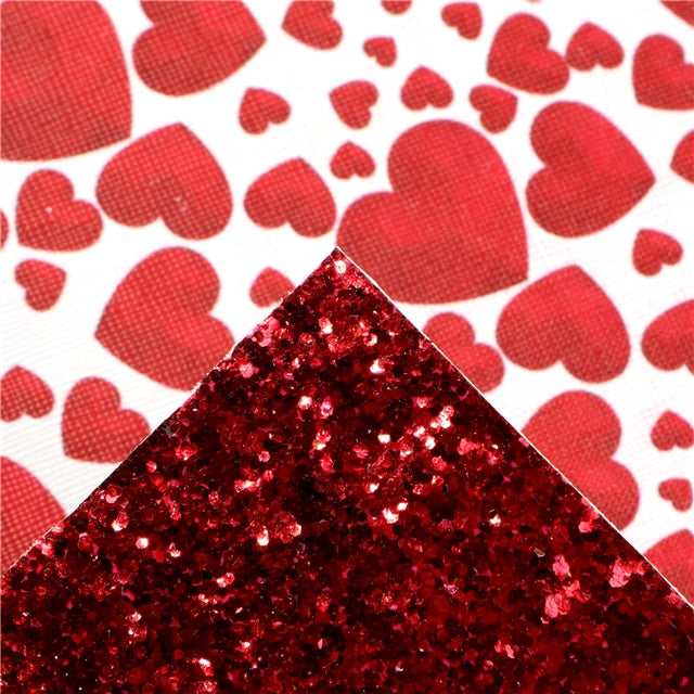 Valentine with Glitter Double Pattern Faux Leather Sheet FeeFiFauxLeather