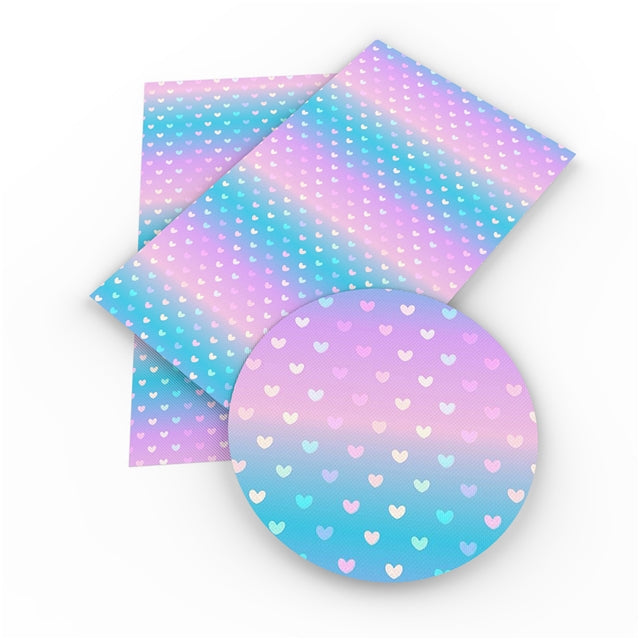 Ombré Hearts Litchi Printed Faux Leather Sheet FeeFiFauxLeather