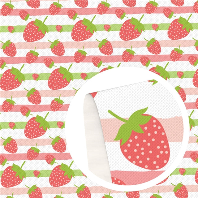 Strawberry Print Bullet Textured Liverpool Fabric FeeFiFauxLeather