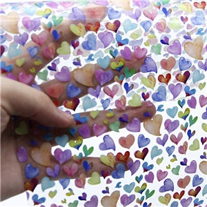 Hearts Printed See Through Vinyl ,Clear, Transparent Vinyl Sheet FeeFiFauxLeather