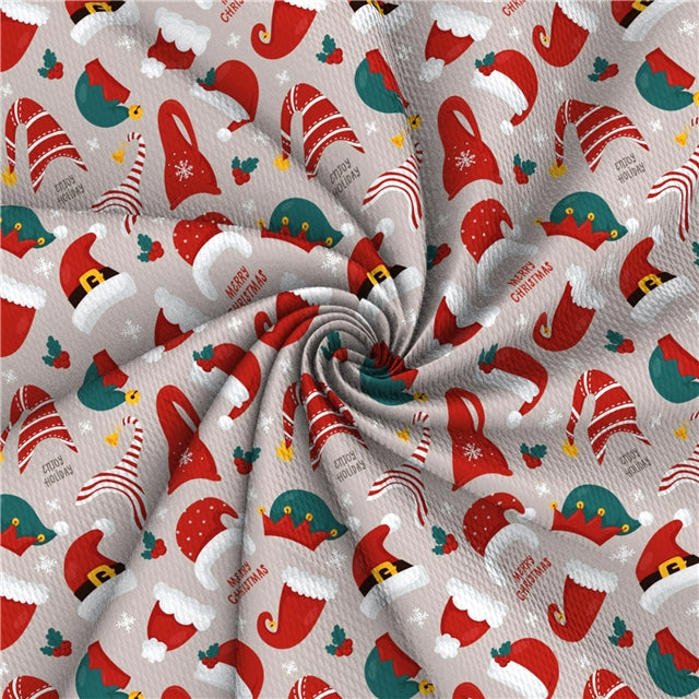 Gnomes Santa Hats Christmas Textured Liverpool Fabric FeeFiFauxLeather