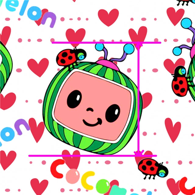 Coco melon Character Valentine Hearts Printed Faux Leather Sheet