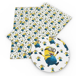 Minions Litchi Printed Faux Leather Sheet FeeFiFauxLeather