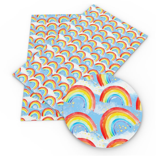 Colorful Rainbow Design Smooth Printed Faux Leather Sheet FeeFiFauxLeather