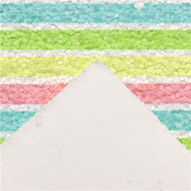 Colorful Stripes Chunky Glitter Faux Leather Sheet FeeFiFauxLeather