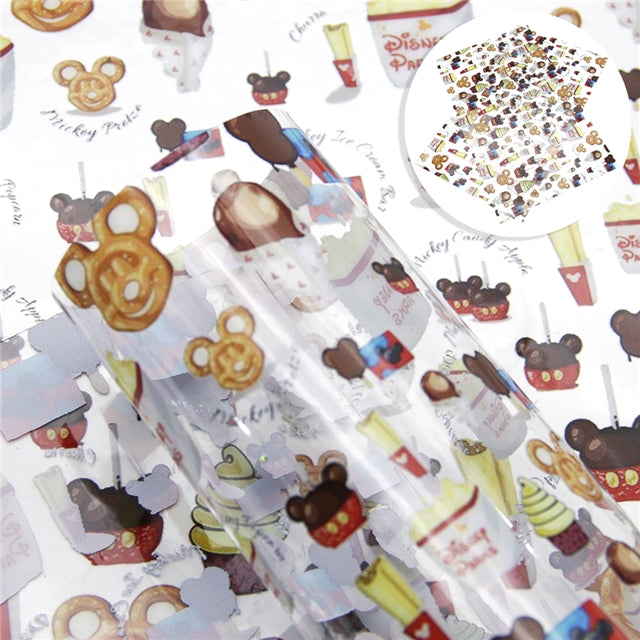 Mouse Snacks Printed See Through, Transparent Vinyl Sheet FeeFiFauxLeather