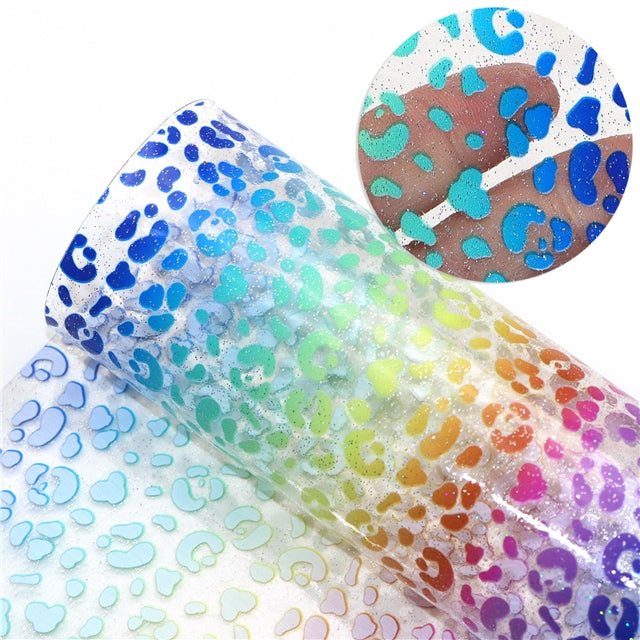 Rainbow Leopard Printed See Through Sheet Clear Transparent Sheet