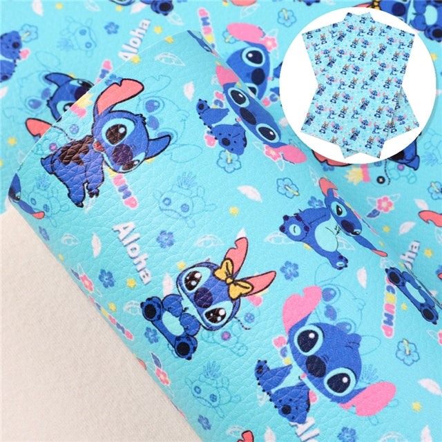 Blue Alien Smooth Printed Faux Leather Sheet FeeFiFauxLeather