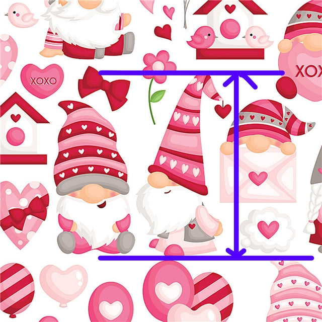 Valentine Gnomes Hearts Print Bullet Textured Liverpool Fabric FeeFiFauxLeather