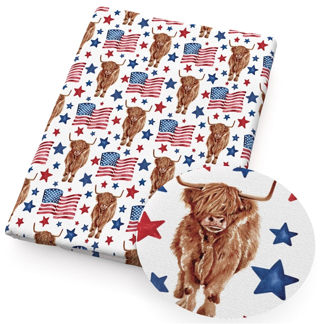 Buffalo Red, White and Blue July 4th Textured Liverpool/ Bullet Fabric FeeFiFauxLeather