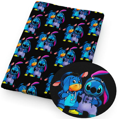 Stitch and Eeyore Halloween Litchi Printed Faux Leather Sheet