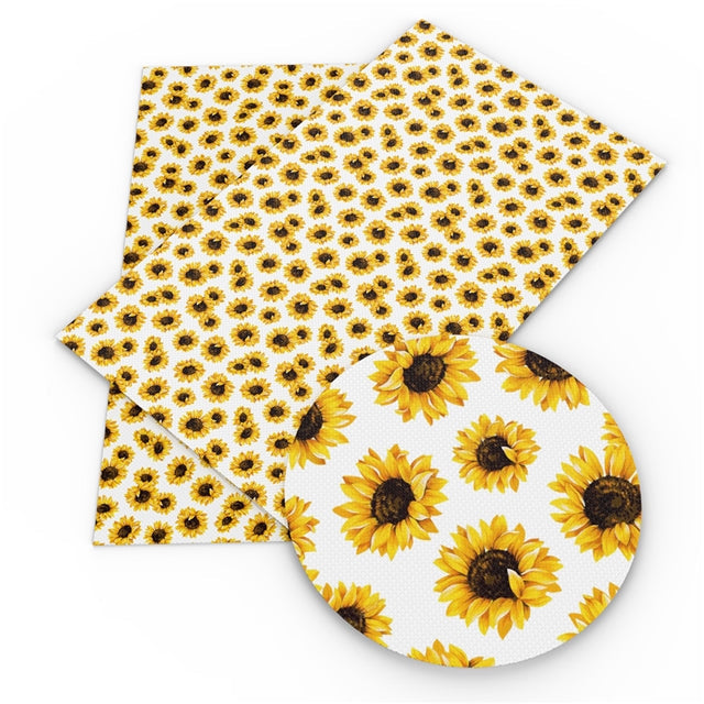 Sunflower Litchi Printed Faux Leather Sheet FeeFiFauxLeather