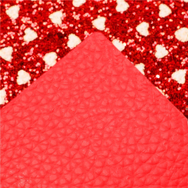Valentine with Glitter Double Pattern Faux Leather Sheet FeeFiFauxLeather
