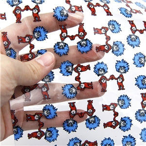 Dr Seuss Printed See Through Vinyl , Clear, Transparent Vinyl Sheet FeeFiFauxLeather