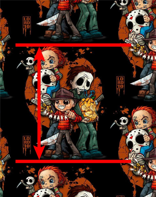 Horror Movie Chucky, Freddy Smooth Printed Faux Leather Sheet FeeFiFauxLeather