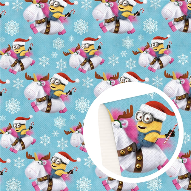 Minions Christmas Textured Liverpool/ Bullet Fabric with a textured feel FeeFiFauxLeather