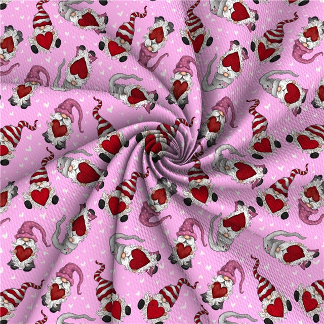 Valentine Gnomes HeartsTextured Liverpool/ Bullet Fabric FeeFiFauxLeather