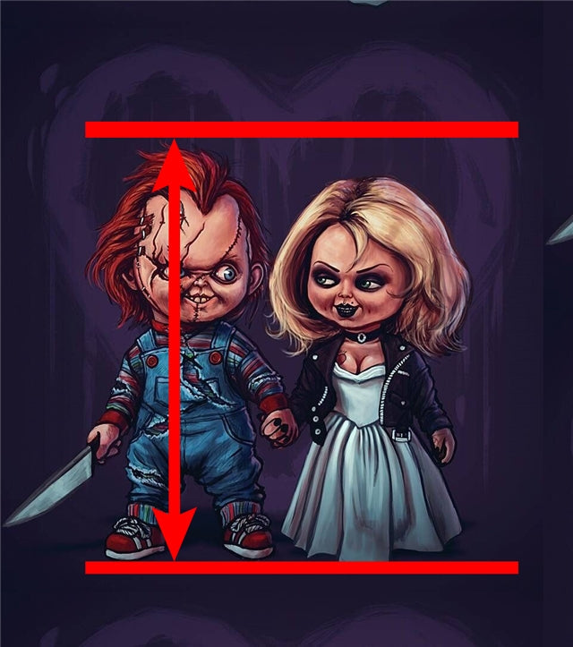 Chucky and Bride Halloween Scary Movie Characters Smooth Printed Faux Leather Sheet FeeFiFauxLeather