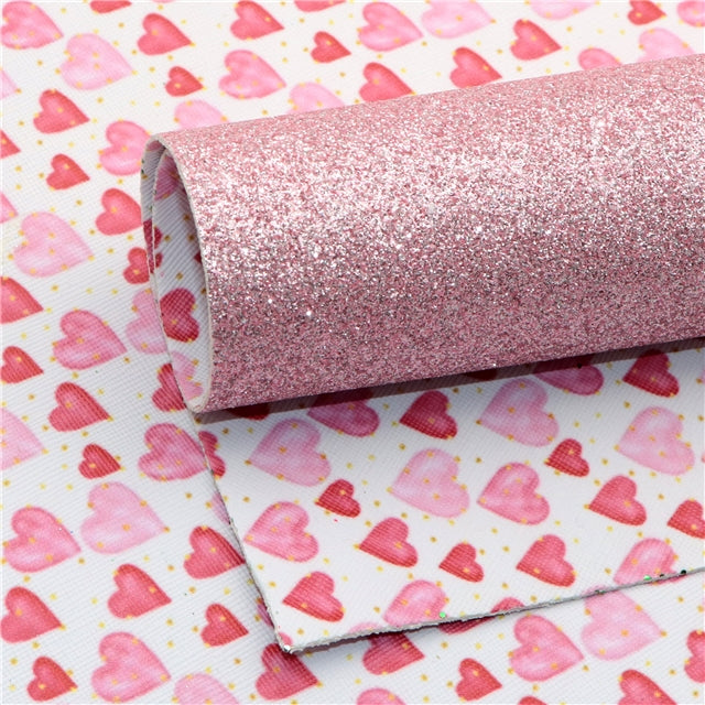 Heart Printed Double Sided Printed Faux Leather Sheet bright colors FeeFiFauxLeather