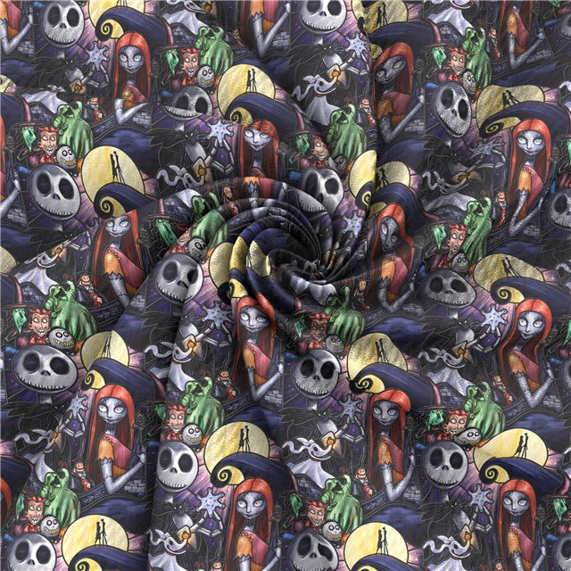 Nightmare Before Christmas Halloween Textured Liverpool/ Bullet Fabric with  a textured feel