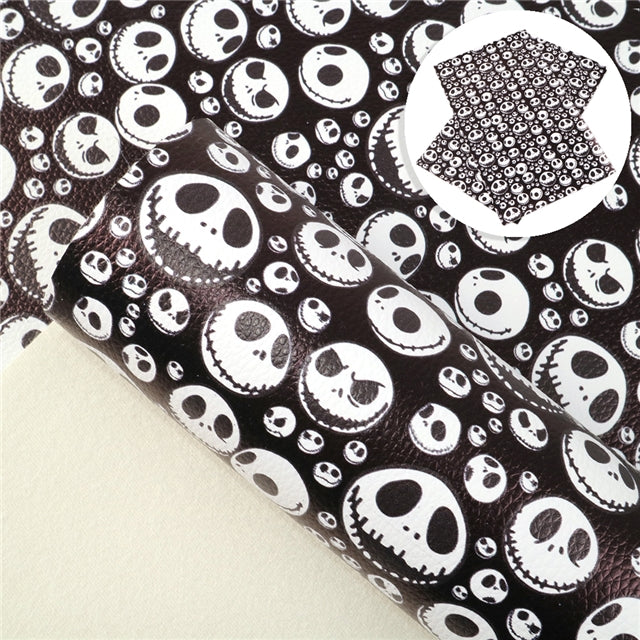 Nightmare Before Christmas Halloween Skulls Printed Sheet FeeFiFauxLeather